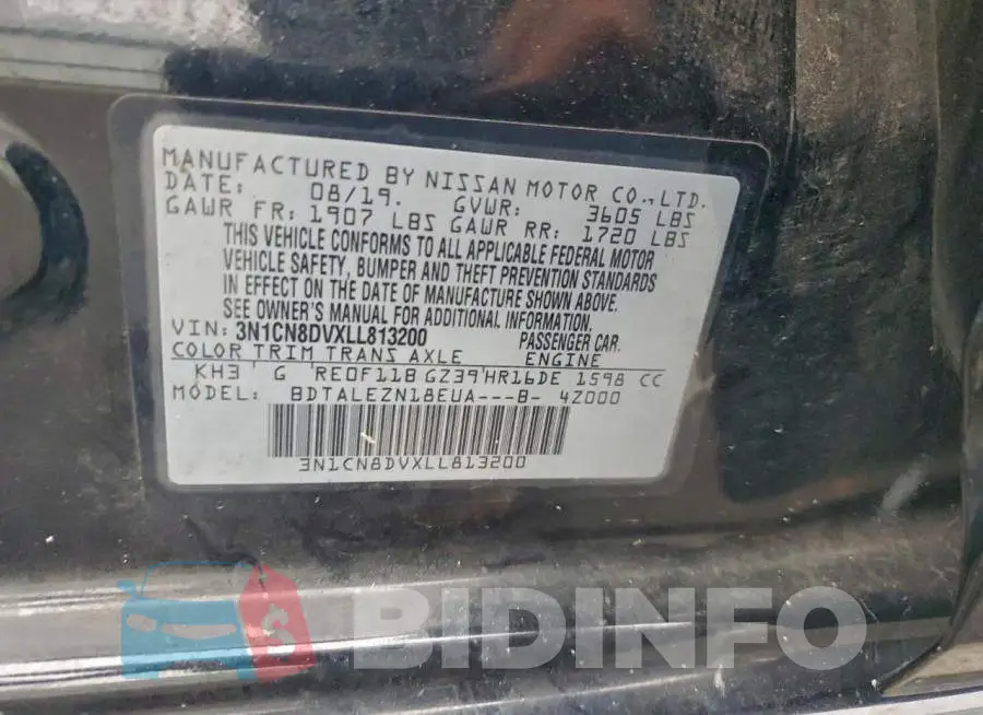 3N1CN8DVXLL813200 Photo# 12