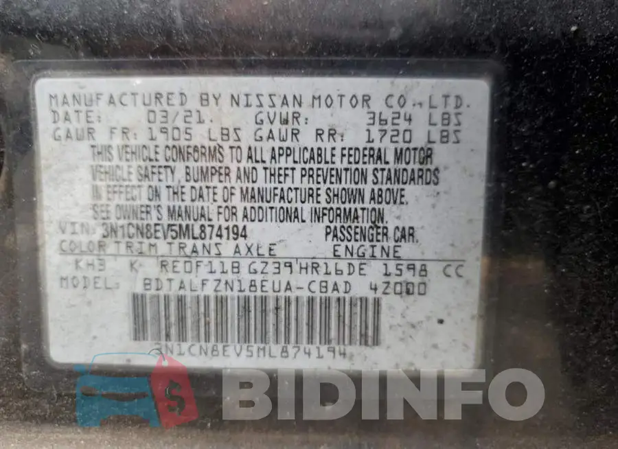 3N1CN8EV5ML874194 Photo# 12
