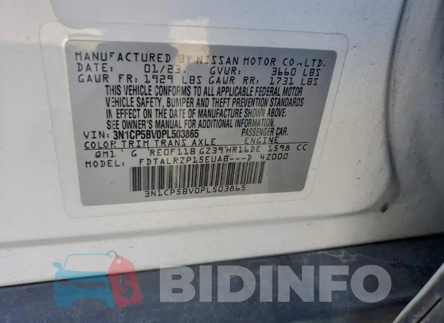 3N1CP5BV0PL503865 Photo# 14