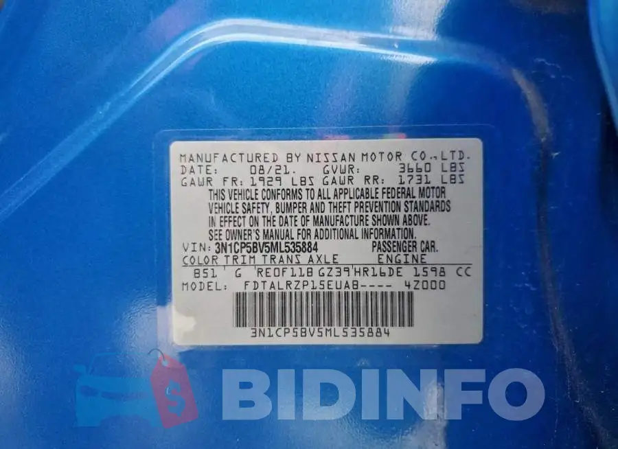 3N1CP5BV5ML535884 Photo# 13