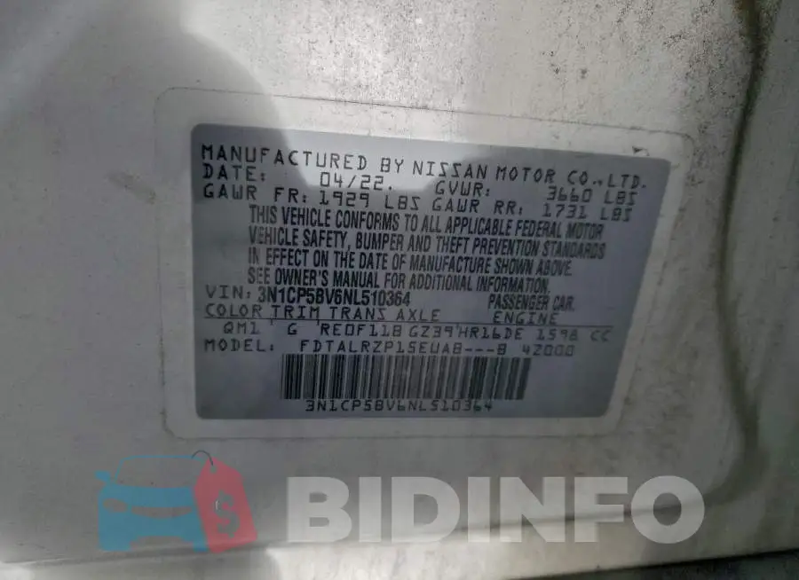 3N1CP5BV6NL510364 Photo# 13