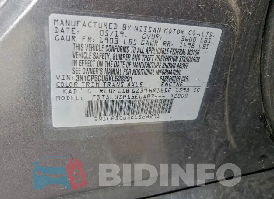 3N1CP5CU5KL528291 Photo# 13