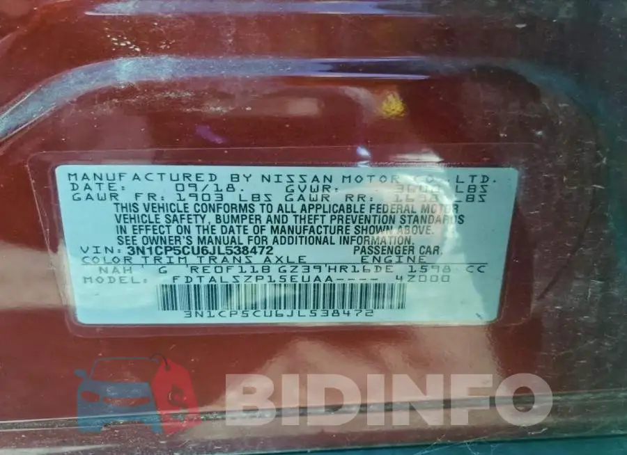 3N1CP5CU6JL538472 Photo# 12