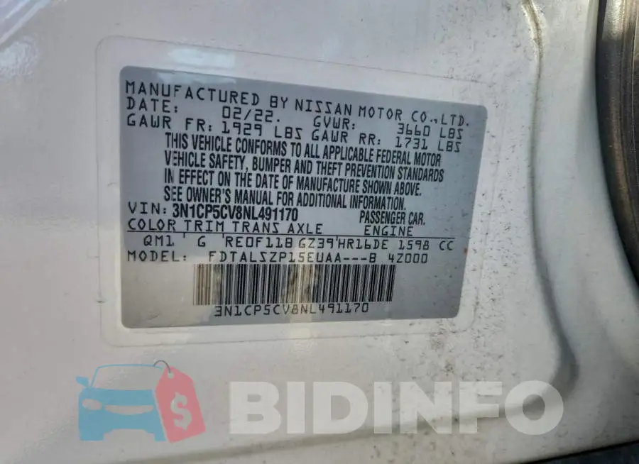 3N1CP5CV8NL491170 Photo# 13