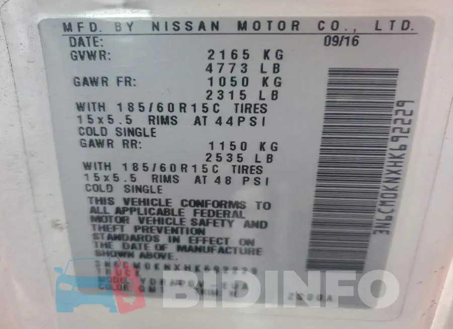 3N6CM0KNXHK692229 Photo# 13
