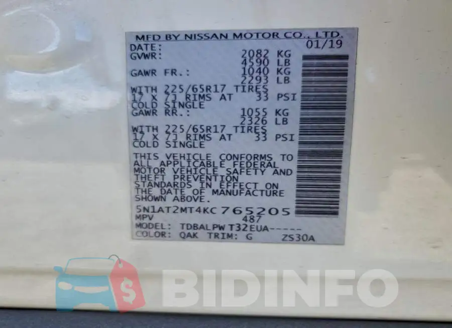 5N1AT2MT4KC765205 Photo# 13