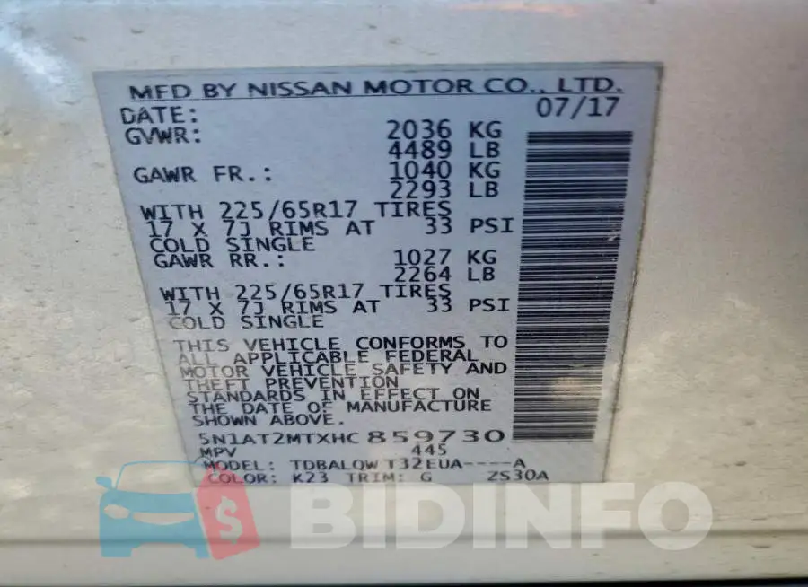 5N1AT2MTXHC859730 Photo# 13