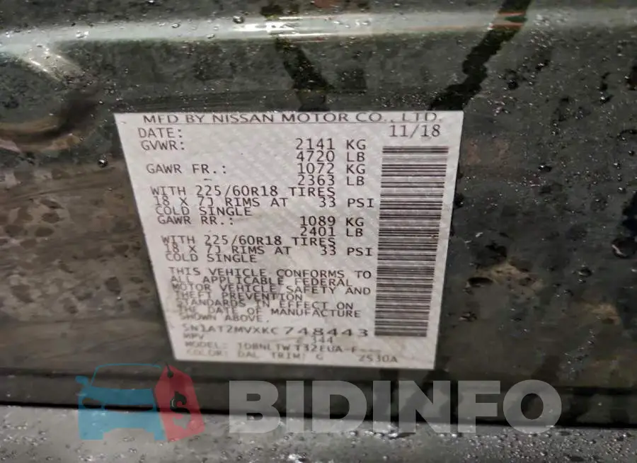 5N1AT2MVXKC748443 Photo# 13