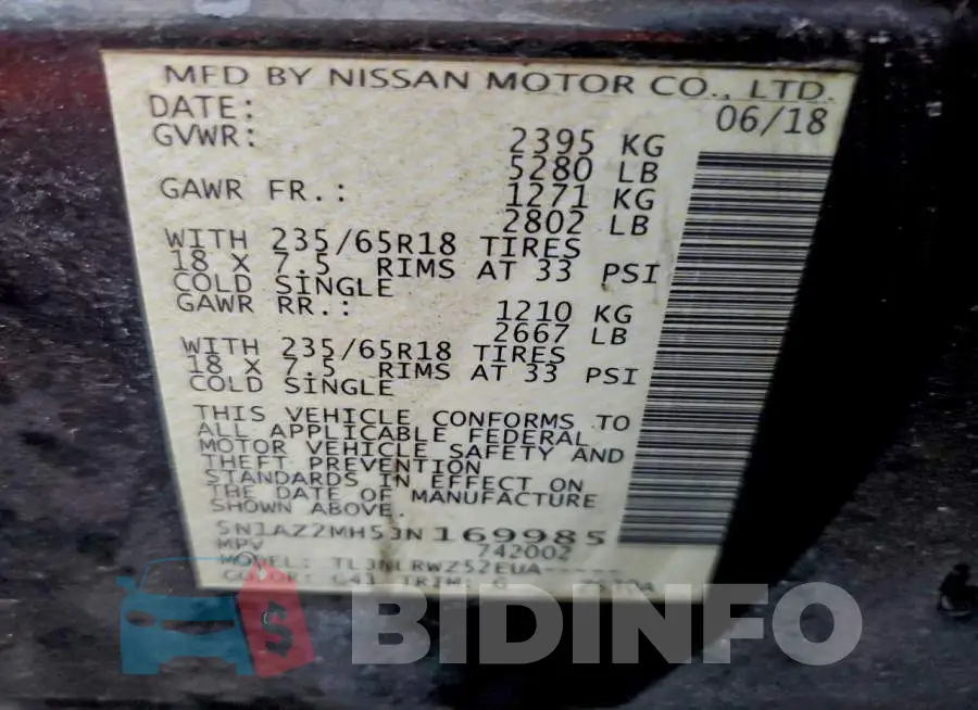 5N1AZ2MH5JN169985 Photo# 13
