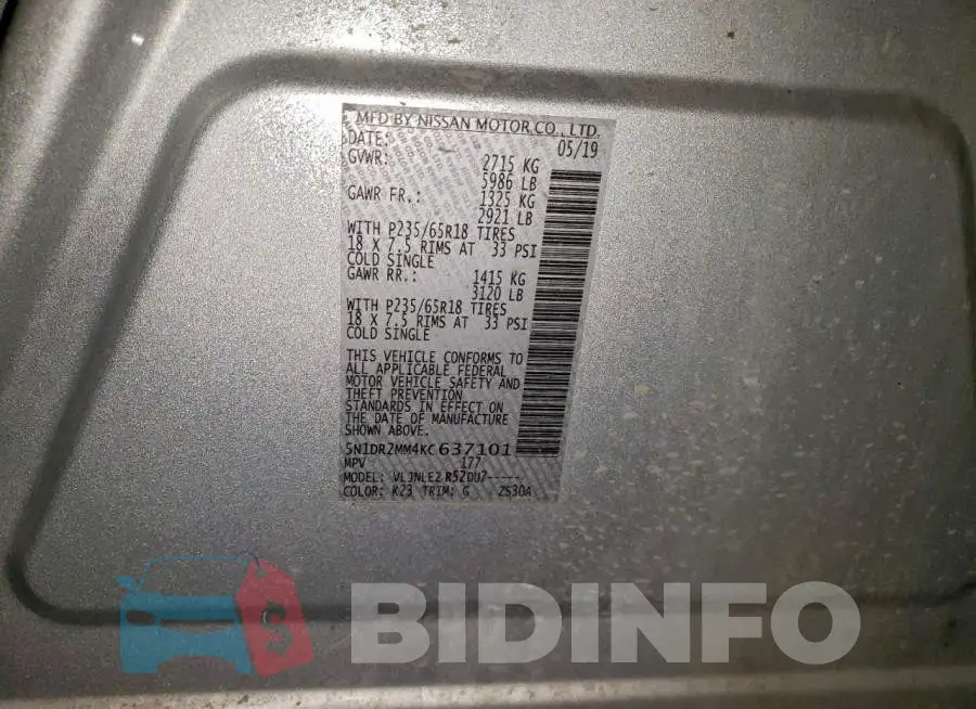 5N1DR2MM4KC637101 Photo# 13