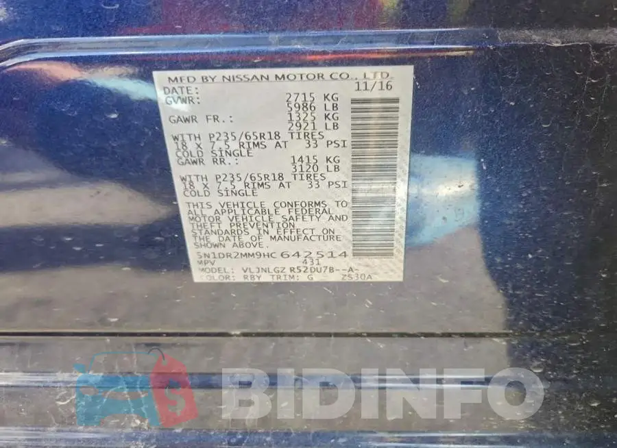 5N1DR2MM9HC642514 Photo# 13