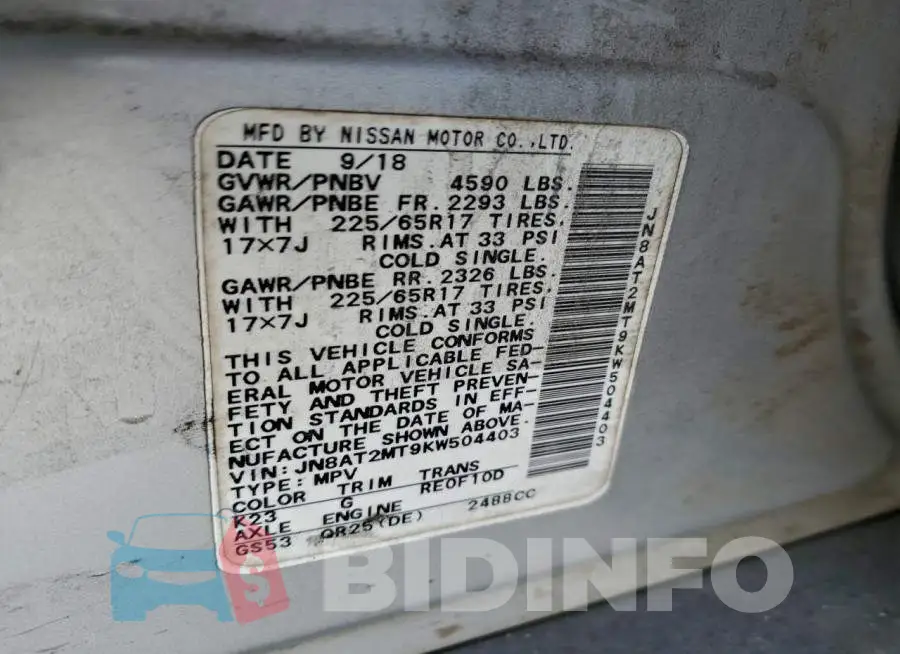 JN8AT2MT9KW504403 Photo# 13
