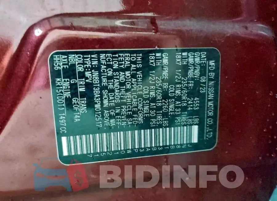 JN8BT3BA3PW012517 Photo# 12