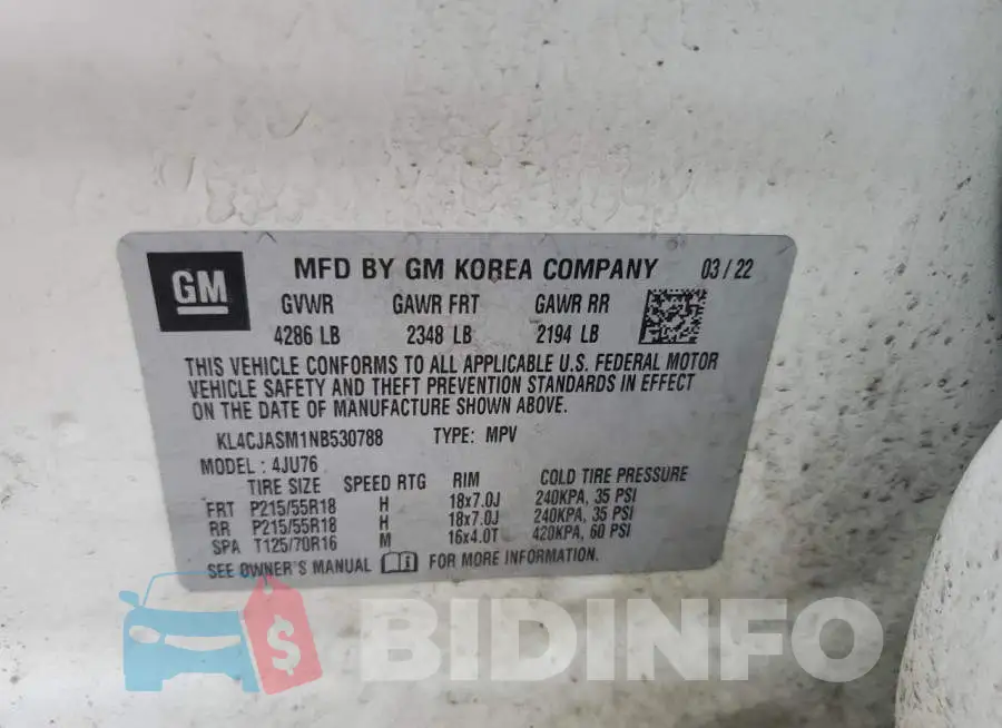KL4CJASM1NB530788 Photo# 12