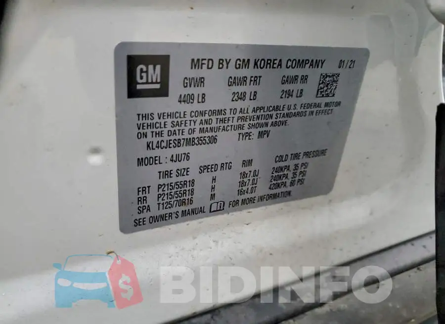 KL4CJESB7MB355306 Photo# 13