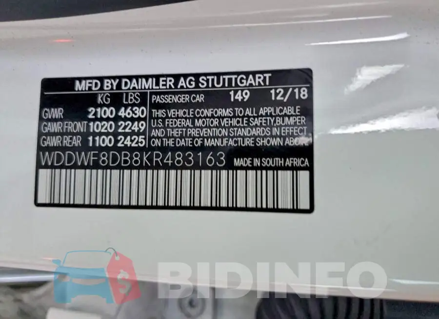 WDDWF8DB8KR483163 Photo# 12