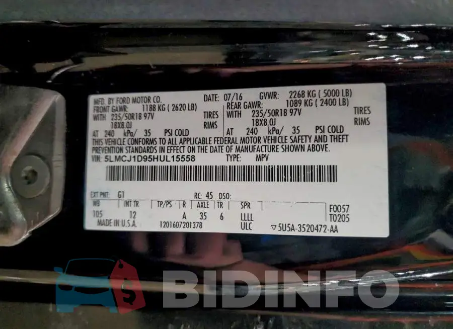 5LMCJ1D95HUL15558 Photo# 13