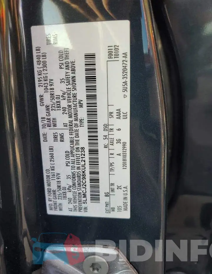 5LMCJ2C98KUL21238 Photo# 13