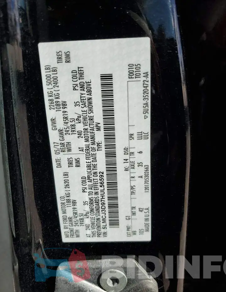 5LMCJ3D97HUL56592 Photo# 13