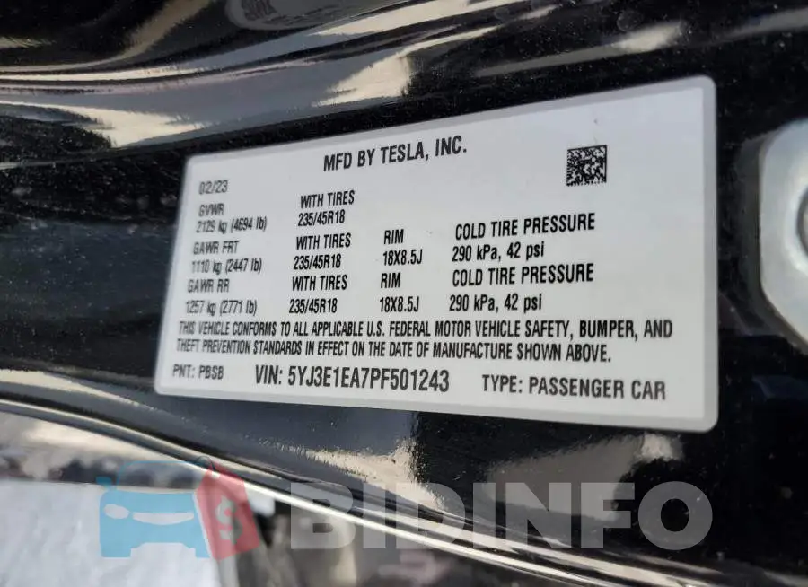 5YJ3E1EA7PF501243 Photo# 12