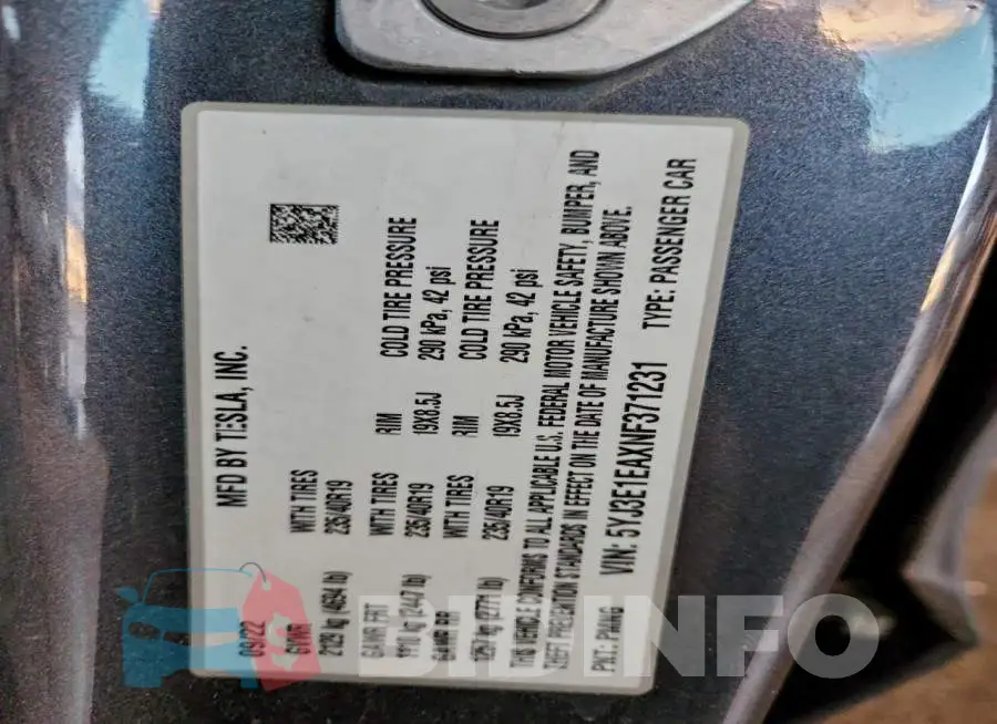5YJ3E1EAXNF371231 Photo# 13
