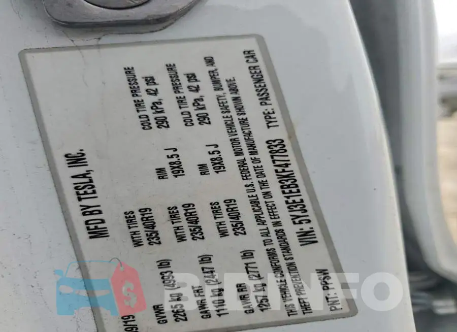 5YJ3E1EB3KF477833 Photo# 12