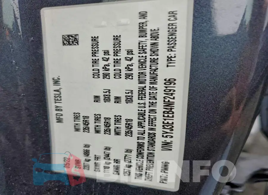 5YJ3E1EB4NF249196 Photo# 13