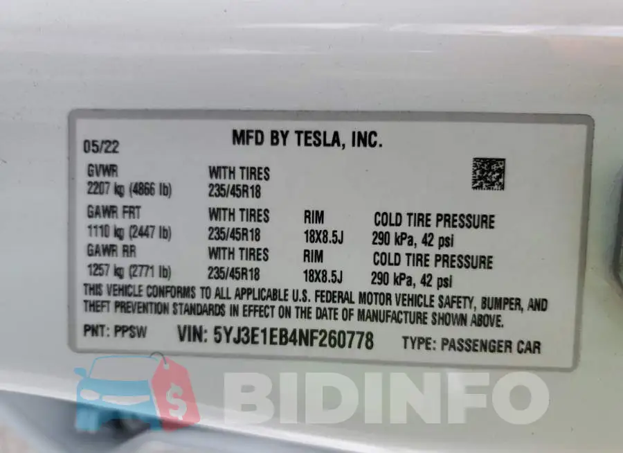 5YJ3E1EB4NF260778 Photo# 12