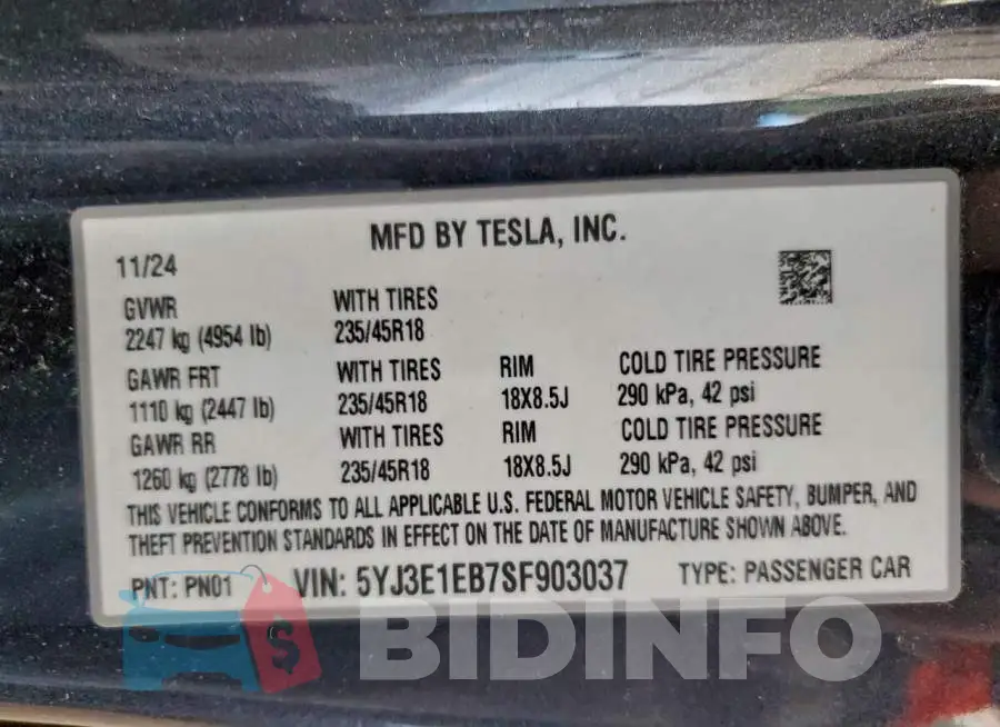 5YJ3E1EB7SF903037 Photo# 12