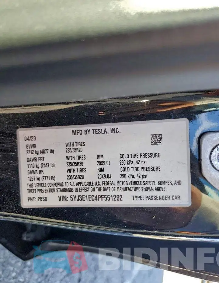 5YJ3E1EC4PF551292 Photo# 12