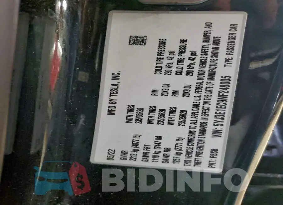 5YJ3E1EC9NF248005 Photo# 12