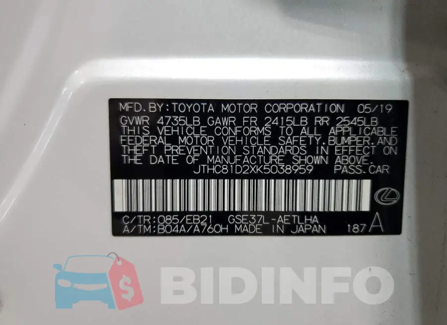 JTHC81D2XK5038959 Photo# 12