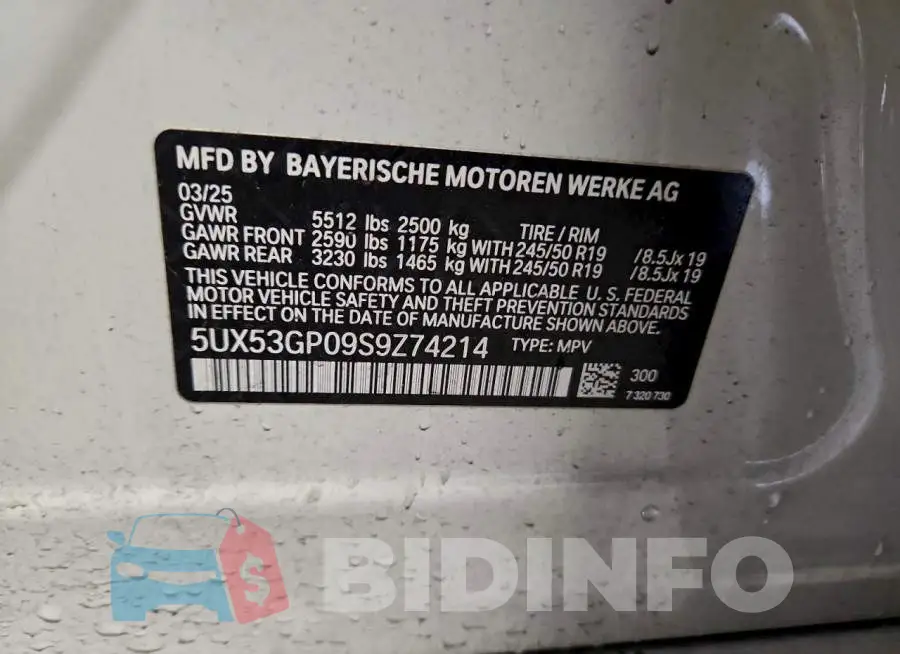 5UX53GP09S9Z74214 Photo# 14