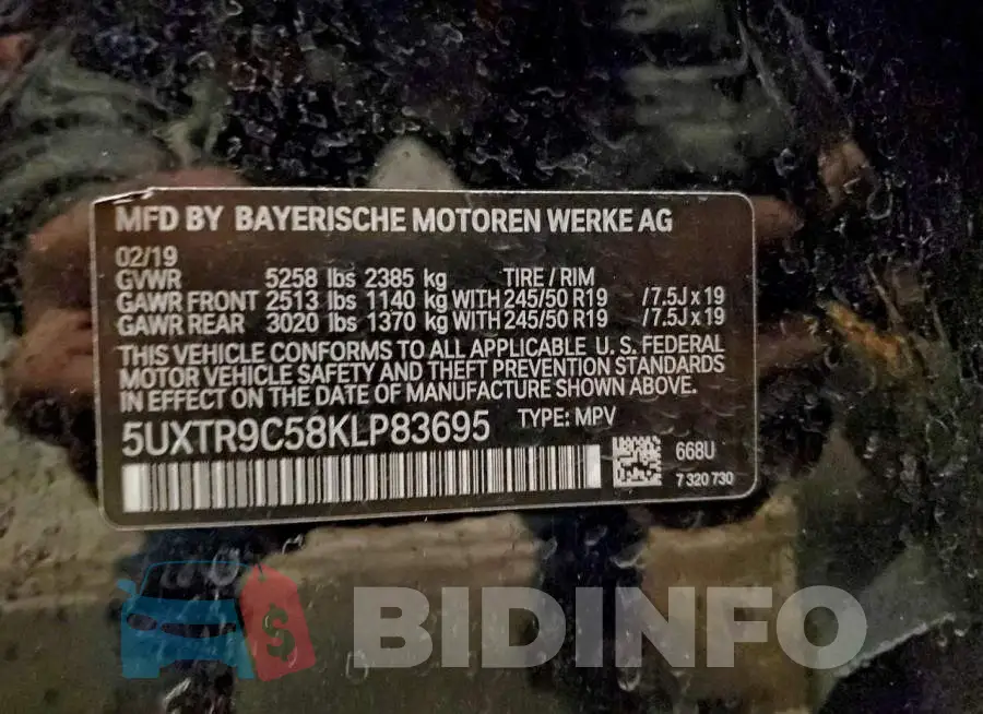 5UXTR9C58KLP83695 Photo# 12