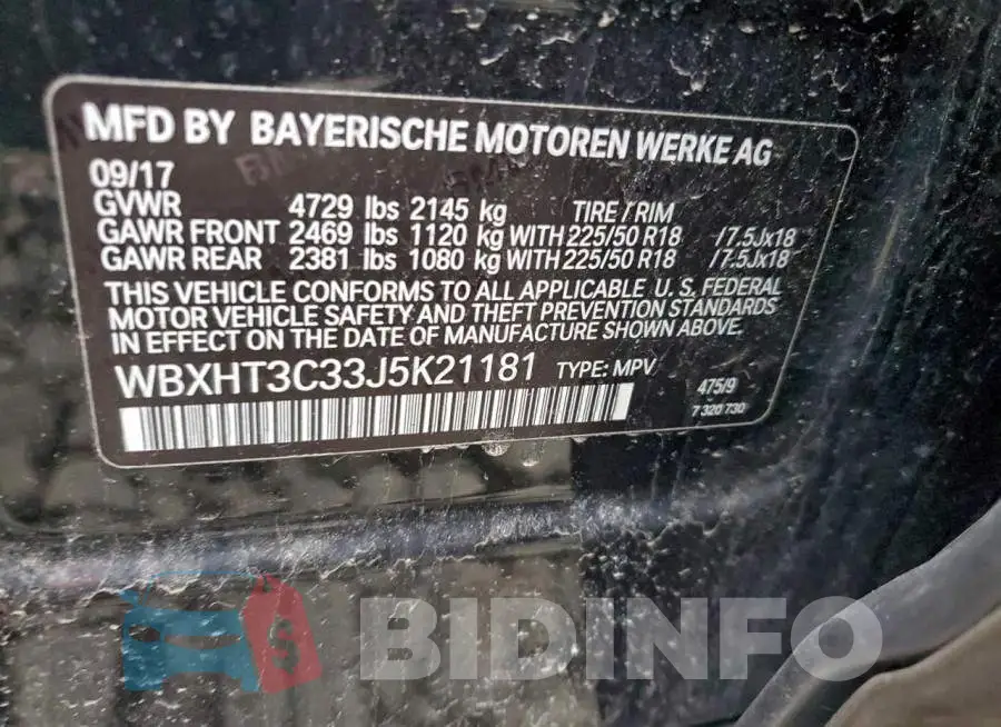 WBXHT3C33J5K21181 Photo# 14