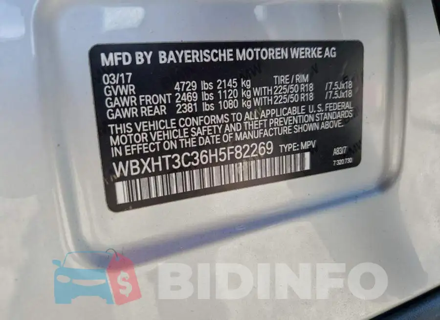WBXHT3C36H5F82269 Photo# 13