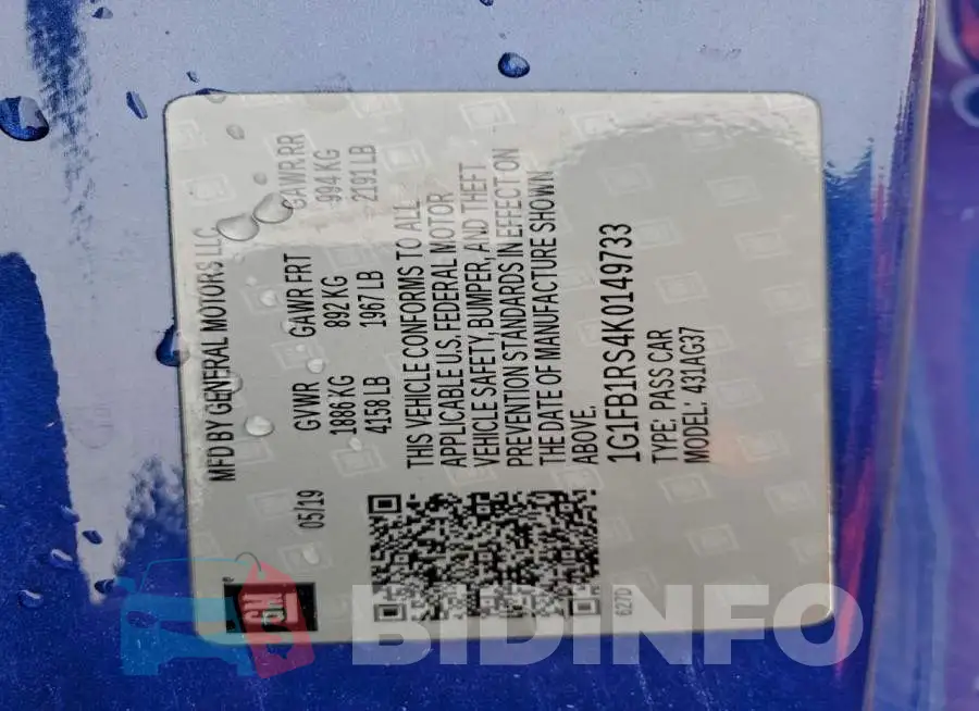 1G1FB1RS4K0149733 Photo# 13
