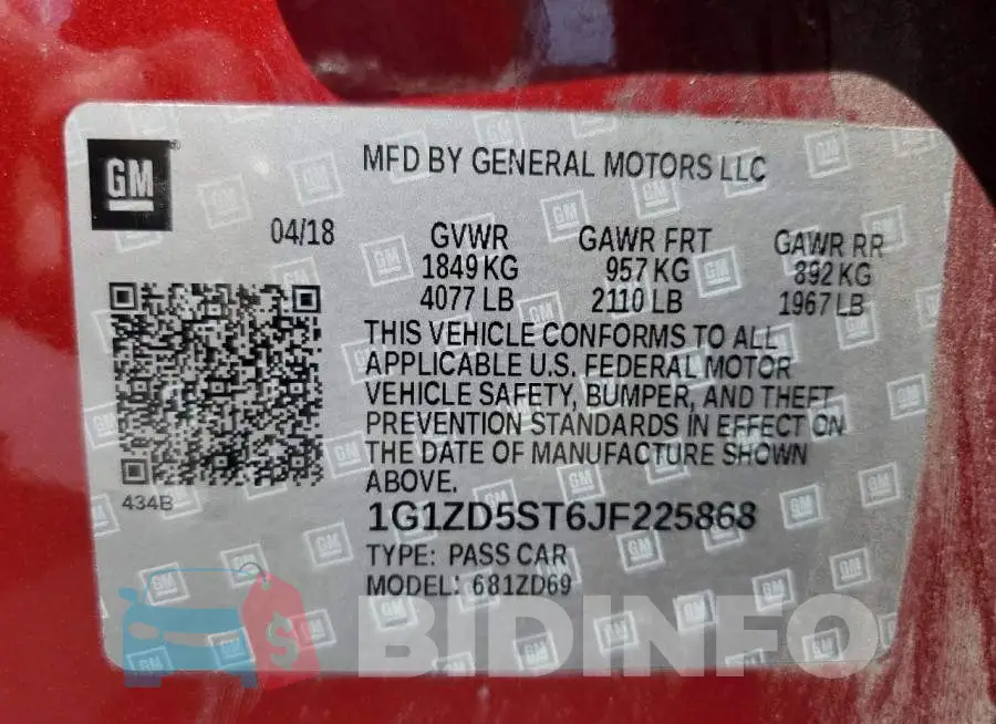1G1ZD5ST6JF225868 Photo# 12