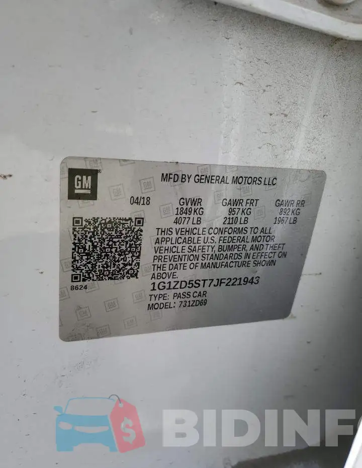 1G1ZD5ST7JF221943 Photo# 13