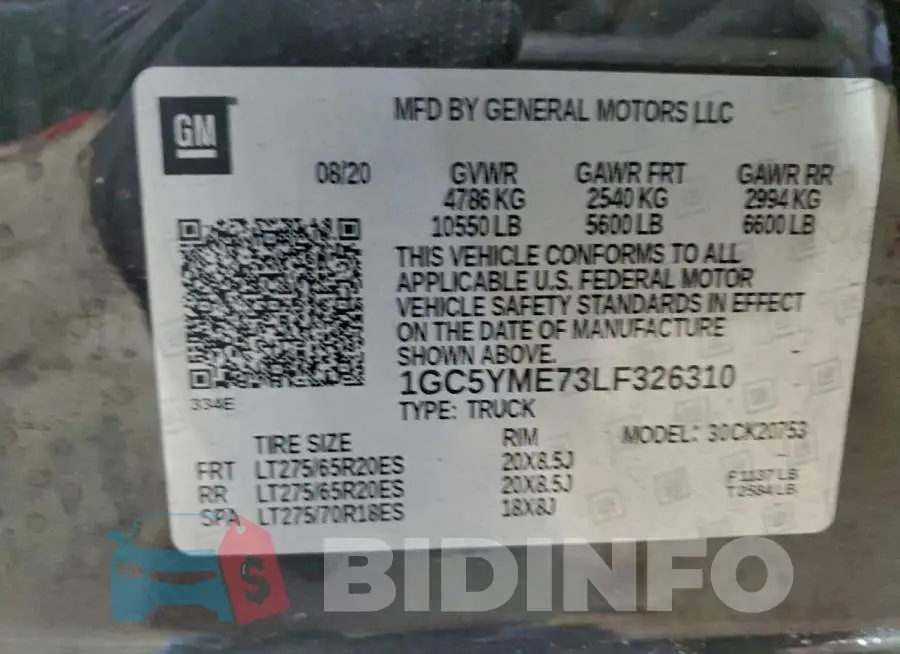 1GC5YME73LF326310 Photo# 12