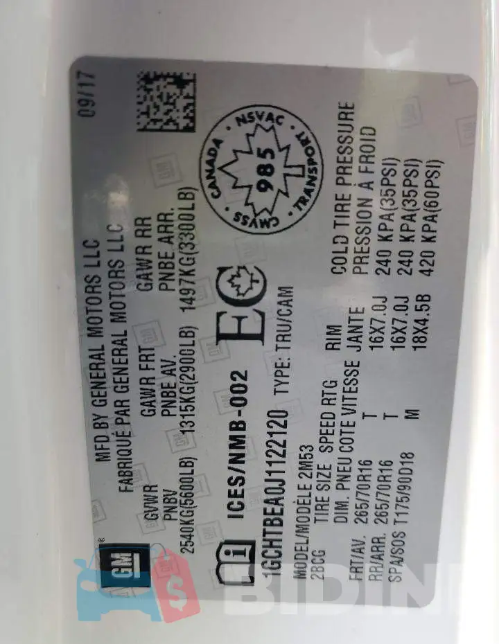 1GCHTBEA0J1122120 Photo# 12