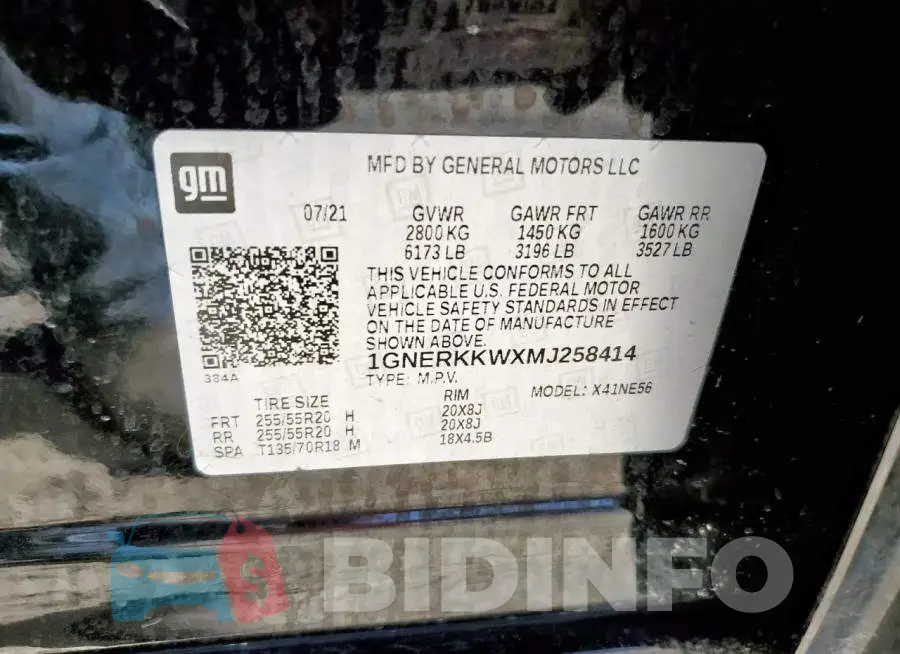 1GNERKKWXMJ258414 Photo# 12