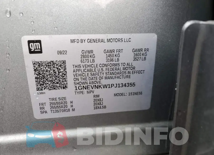 1GNEVNKW1PJ134355 Photo# 13