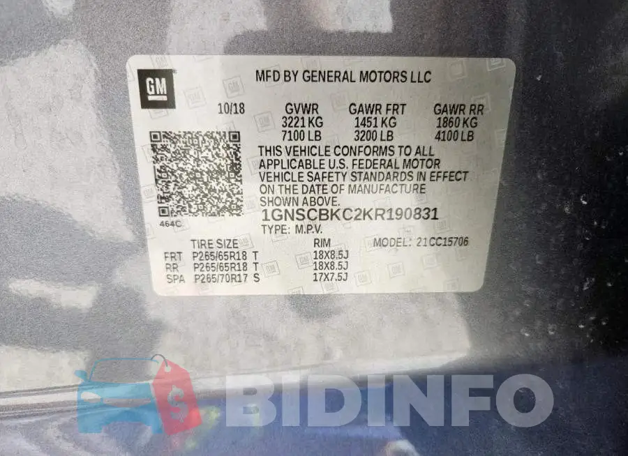 1GNSCBKC2KR190831 Photo# 13