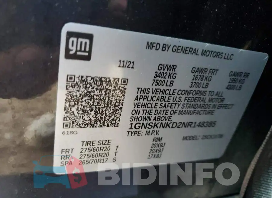 1GNSKNKD2NR148385 Photo# 13
