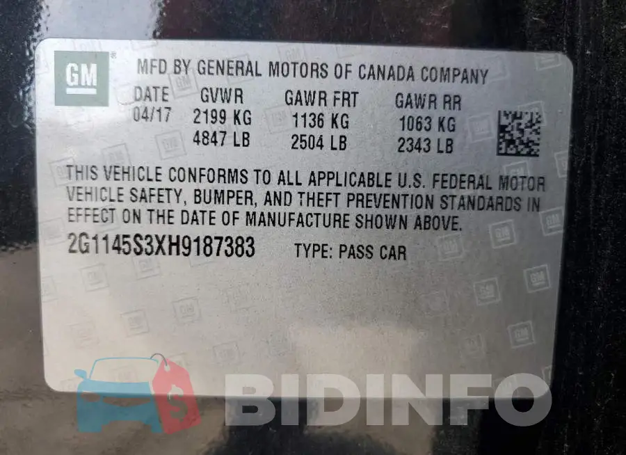 2G1145S3XH9187383 Photo# 12