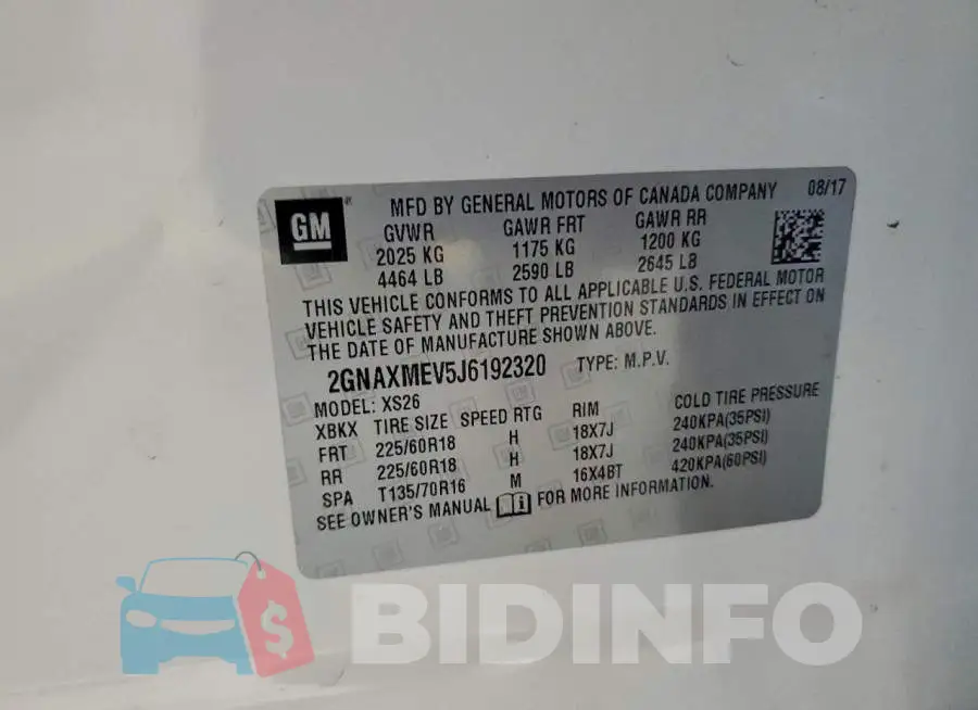 2GNAXMEV5J6192320 Photo# 13
