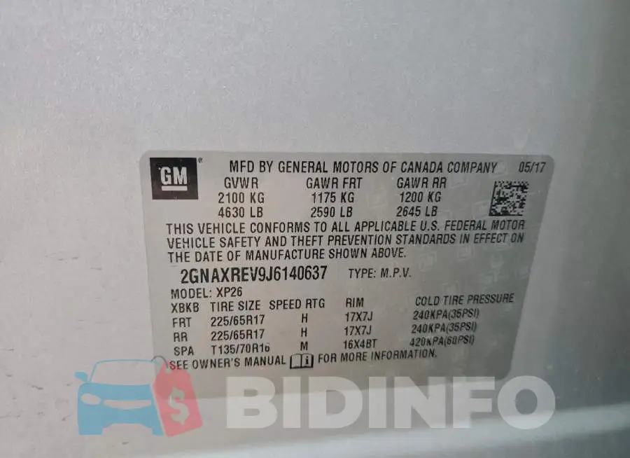 2GNAXREV9J6140637 Photo# 13