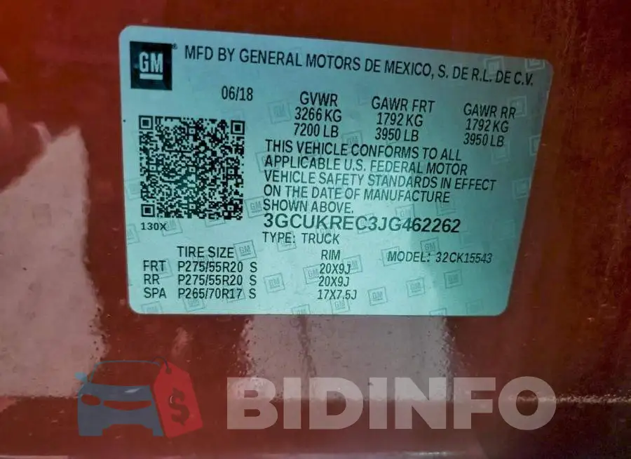 3GCUKREC3JG462262 Photo# 12