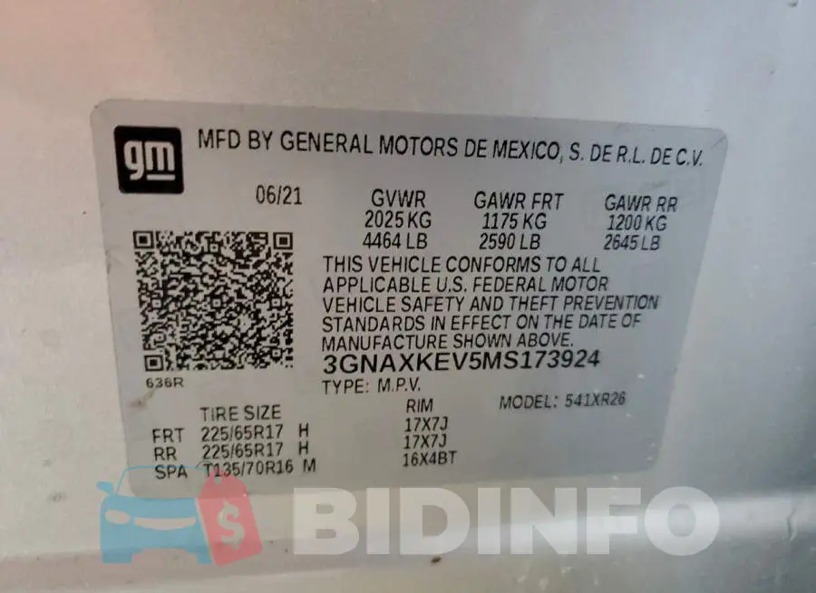 3GNAXKEV5MS173924 Photo# 13